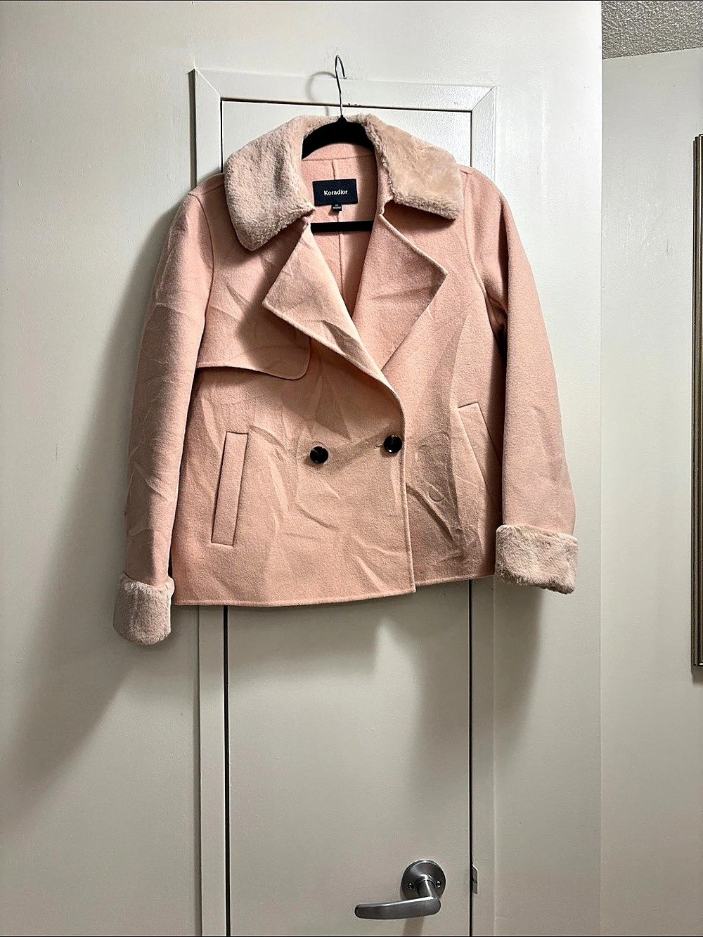 Koradior Pink Wool Pea Coat
